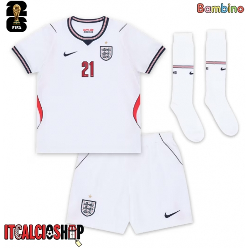 Inghilterra Eberechi Eze #21 Prima Maglia Bambino Mondiali 2026 Manica Corta (+ Pantaloni corti)